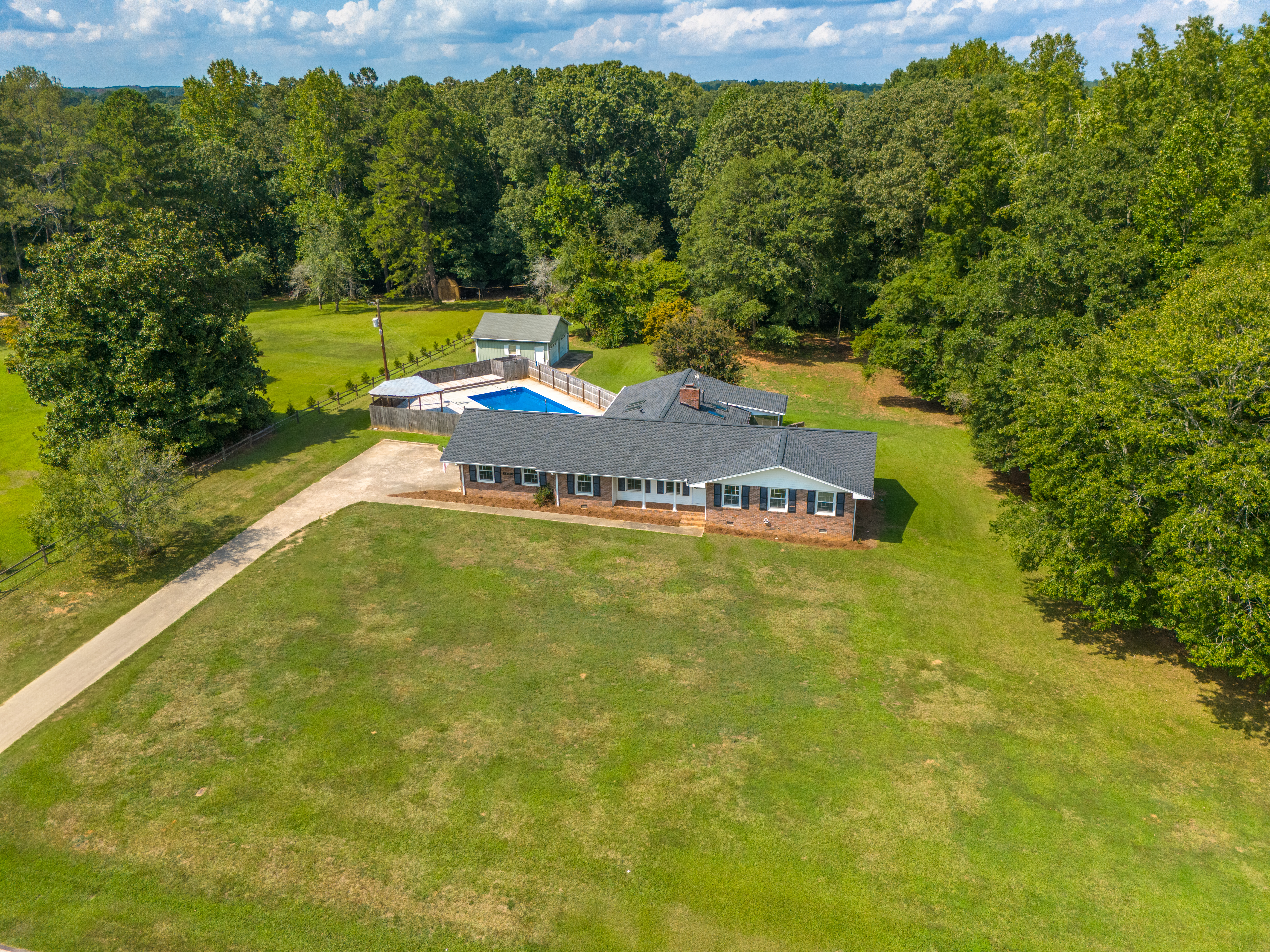 drone shot of front of property